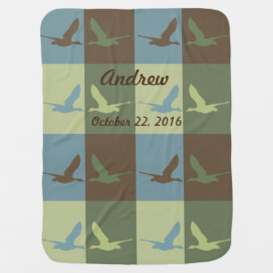 Boy's Baby Blanket With Flying Duck Pattern