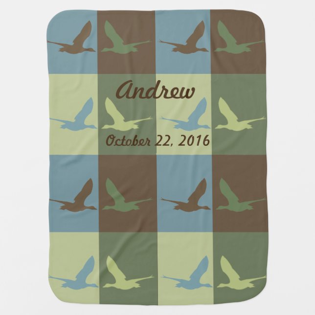 Boy's Baby Blanket With Flying Duck Pattern (Front)
