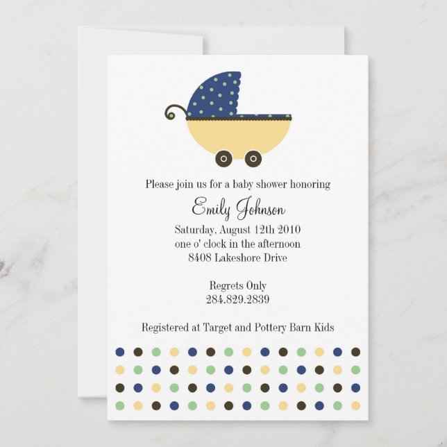 Boy's Baby Carriage Invitation (Front)