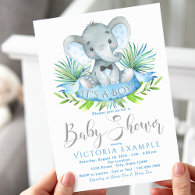 Boys Baby Elephant Baby Shower Invitations