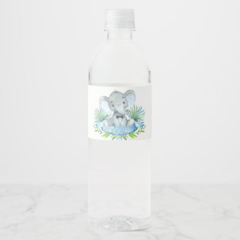 Boys Baby Elephant Baby Shower Water Bottle Labels by The_Baby_Boutique at Zazzle
