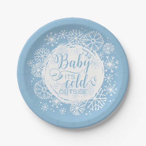 Boys Baby Its Cold Outside 7 Paper Plate