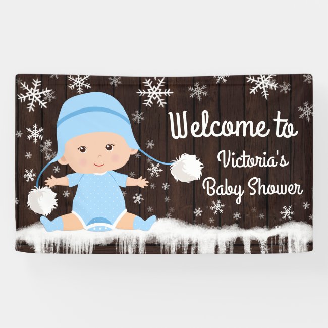 Boys Baby Its Cold Outside Baby Shower Banner