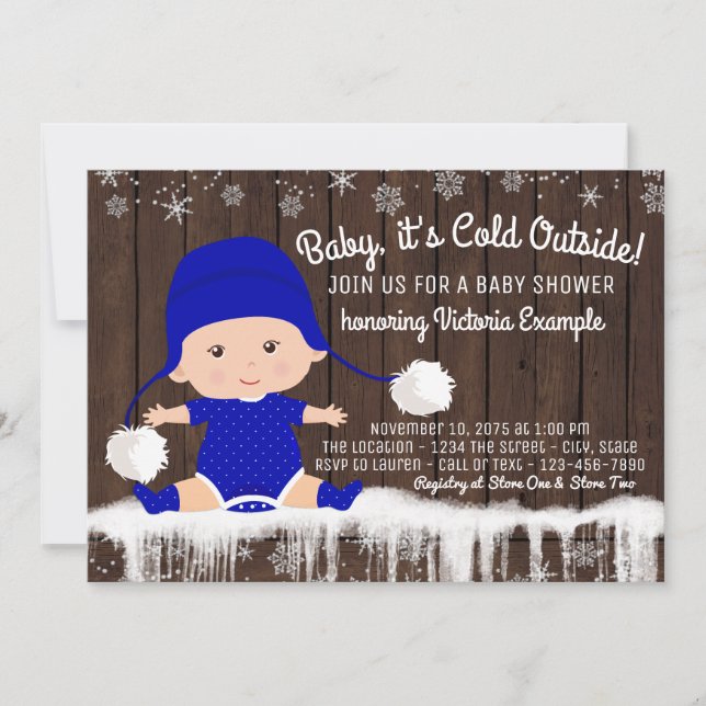 Boys Baby its Cold Outside Baby Shower Invitation (Front)
