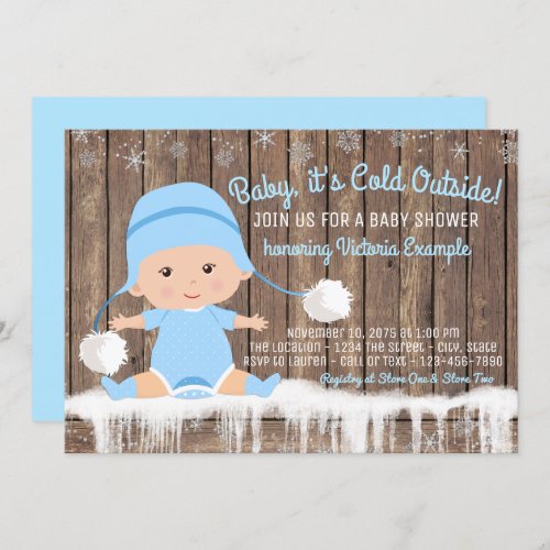 Boys Baby its Cold Outside Baby Shower Invitation