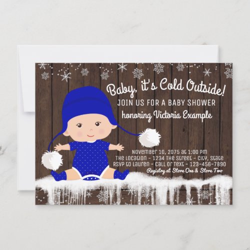 Boys Baby its Cold Outside Baby Shower Invitation