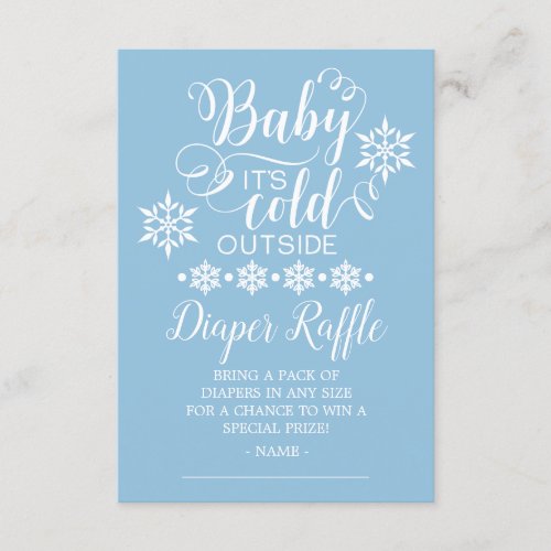 Boys Baby Its Cold Outside Diaper Raffle Card