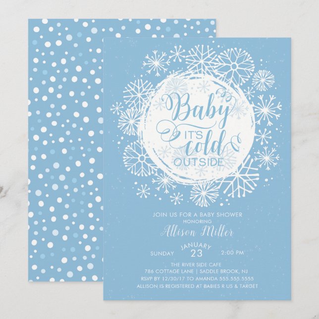 Boys Baby It's Cold Outside Invitation (Front/Back)