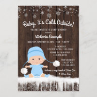 Boys Baby its Cold Outside Winter Baby Shower Invitation