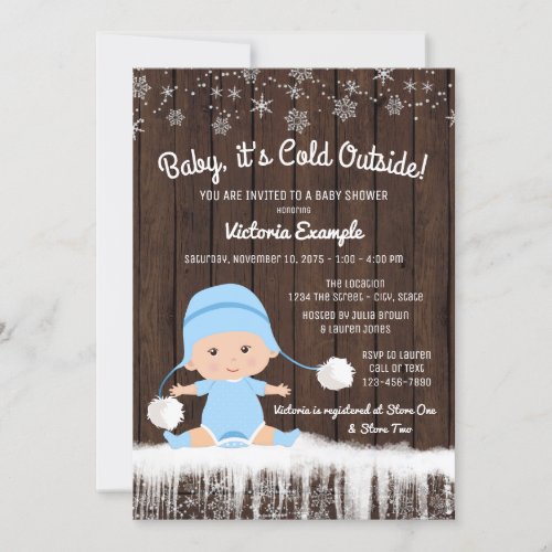 Boys Baby its Cold Outside Winter Baby Shower Invitation