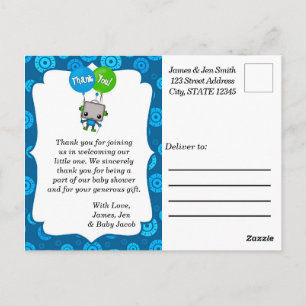 Boys Baby Robot Thank You Cards Postcards 072