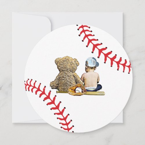 Boys Baby Shower Baseball Themed Invitation