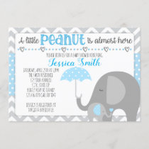 Boys Baby Shower Elephant Blue Chevron Polka Dots Invitation