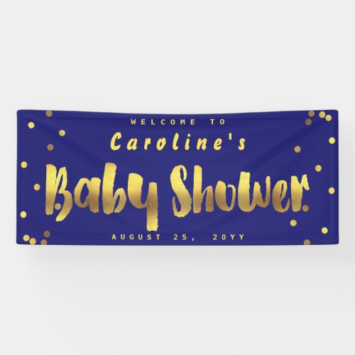 Boys Baby Shower Faux Gold Confetti Blue Banner