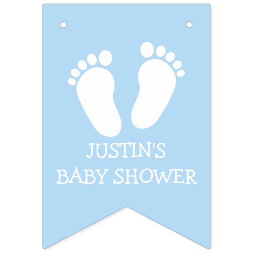 Boys baby shower party foot steps bunting banner