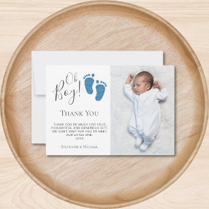 Boy's Baby Shower Photo Thank You Card