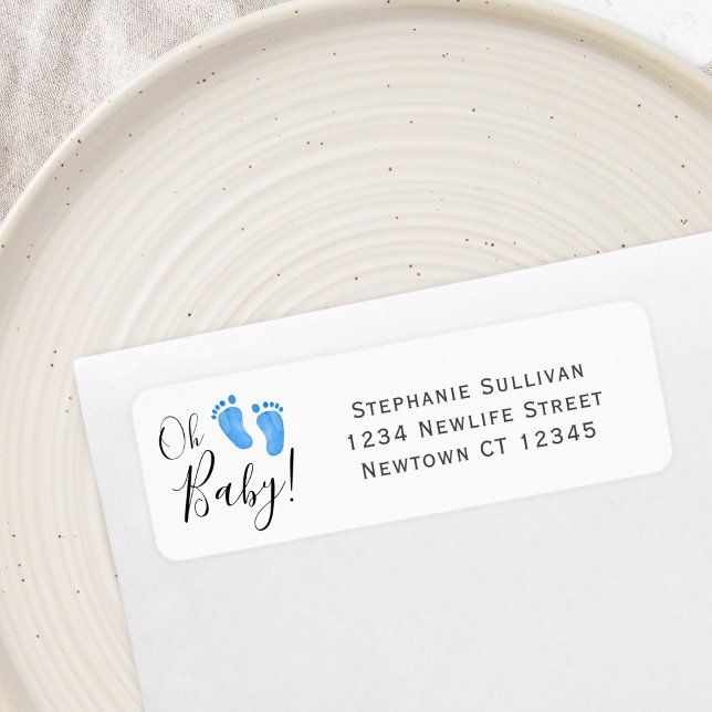 Boy's Baby Shower Return Address  Label (Creator Uploaded)