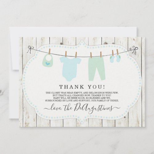 Boys Baby Shower Thank You Card _ Rustic