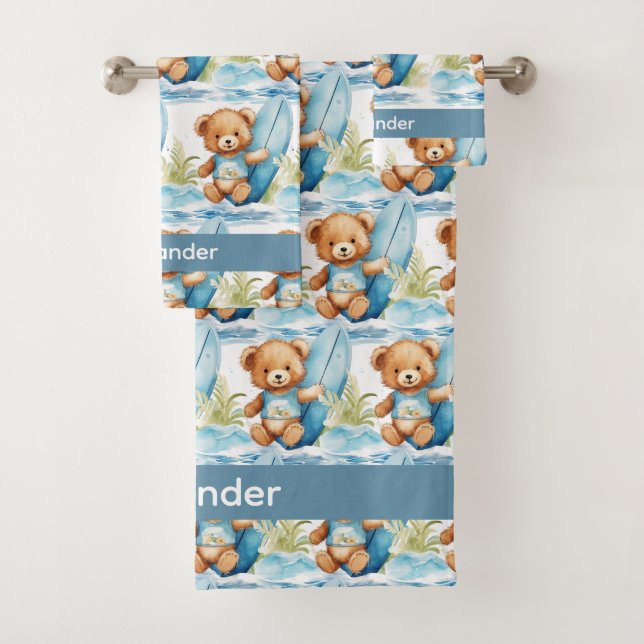 Boy's Baby & Toddler Bath Towel Set | Custom Name (Insitu)
