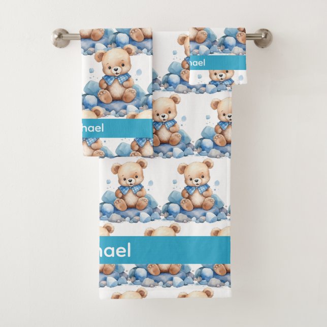 Boy's Baby & Toddler Bath Towel Set | Custom Name (Insitu)