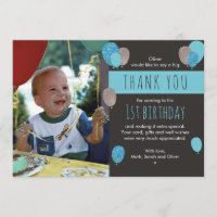 Boys balloon birthday thank you card