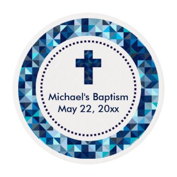 Boy's Baptism Christening First Communion Edible Frosting Rounds by OnceForAll at Zazzle
