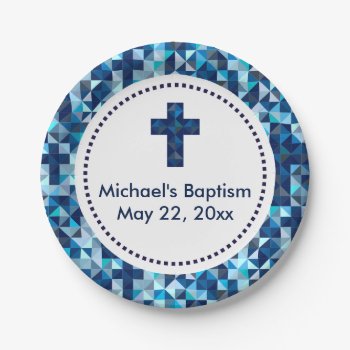 Boy's Baptism Christening First Communion Paper Plates by OnceForAll at Zazzle