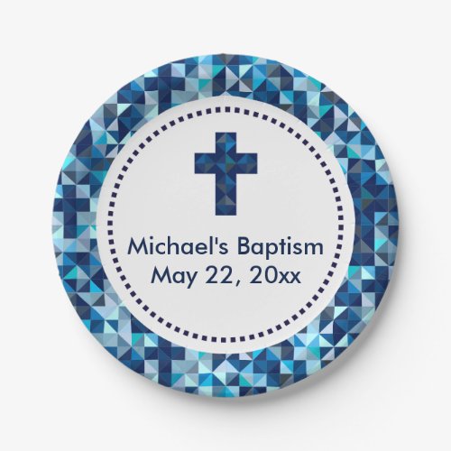 Boys Baptism Christening First Communion Paper Plates