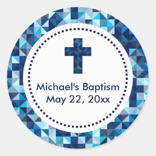 Boys Baptism First Communion Confirmation Favors Classic Round Sticker