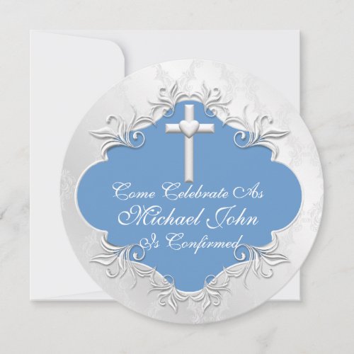 Boys BAPTISM Invitations Round Vintage Design