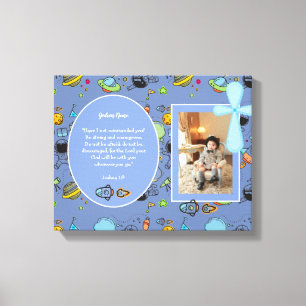 Boys Baptism PHOTO and Bible Verse Catholic Gift Canvas Print