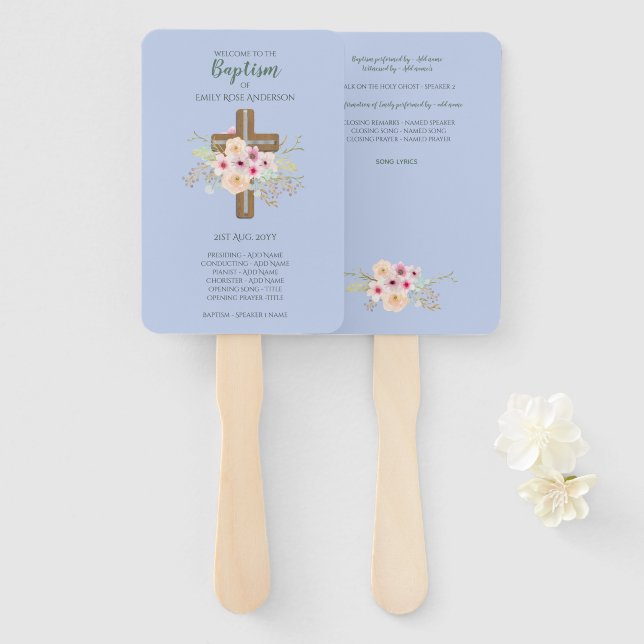 BOYS Baptism Program Fan - with template fields (Front and Back)