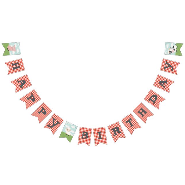Boys Barnyard Farm Animals Birthday  Bunting Flags (All)