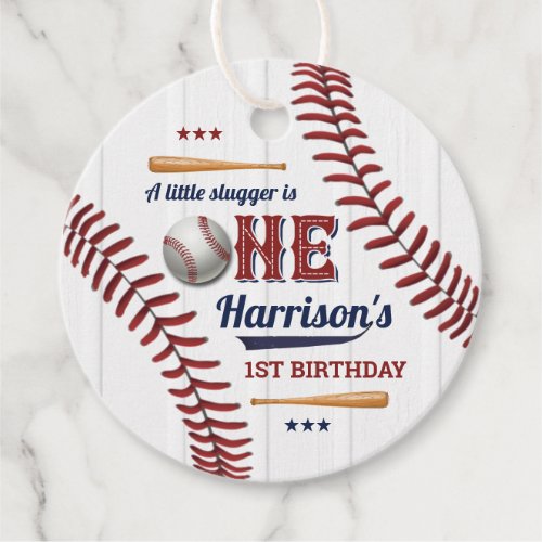 Boys Baseball 1st Birthday Favor Tags