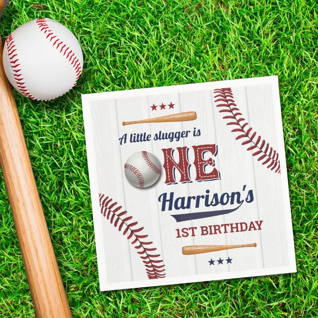 Boys Baseball 1st Birthday Napkins (Creator Uploaded)