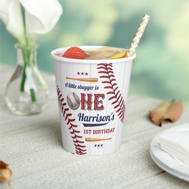 Boys Baseball 1st Birthday Paper Cups (Insitu)