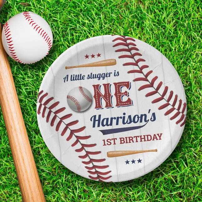 Boys Baseball 1st Birthday Paper Plates (Creator Uploaded)