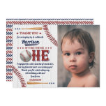 Boys Baseball 1st Birthday Photo Thank You Card Boys Baseball 1st Birthday Photo Thank You Card