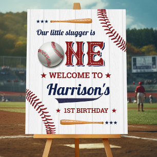 Boys Baseball 1st Birthday Welcome Sign