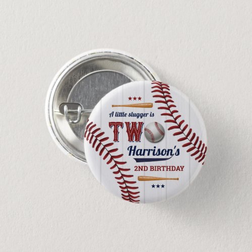 Boys Baseball 2nd Birthday Button