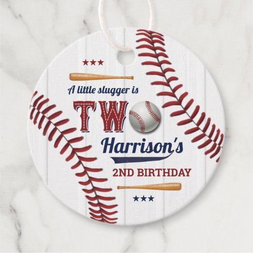 Boys Baseball 2nd Birthday Favor Tags