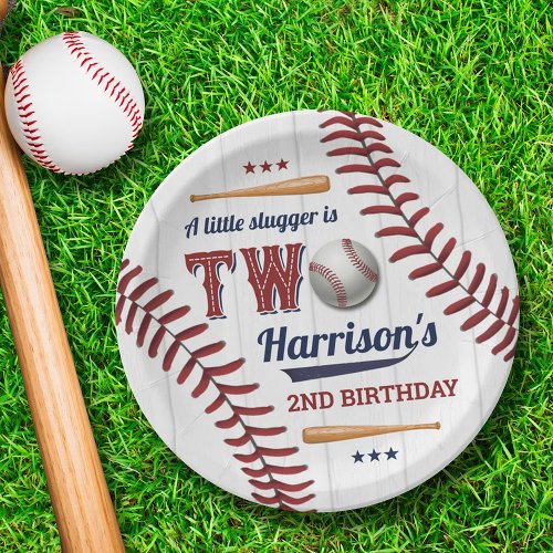 Boys Baseball 2nd Birthday Paper Plates