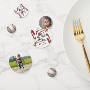 Boys Baseball 2nd Birthday Photo Confetti