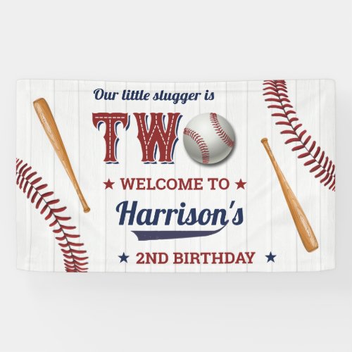 Boys Baseball 2nd Birthday Welcome Banner