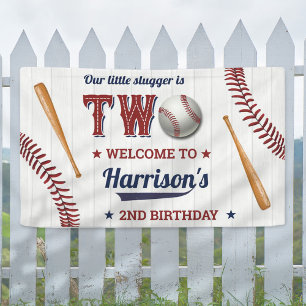 Boys Baseball 2nd Birthday Welcome Banner