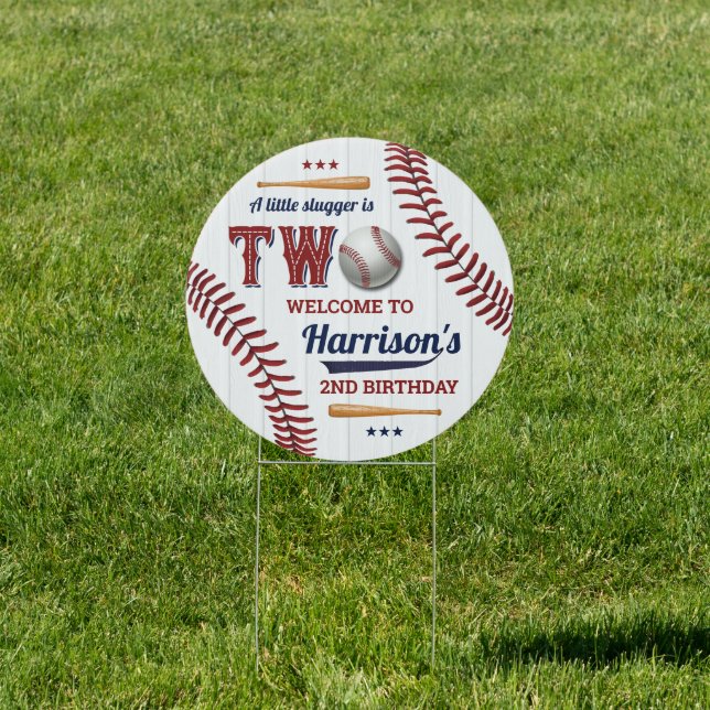 Boys Baseball 2nd Birthday Welcome Sign (Insitu)