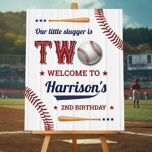 Boys Baseball 2nd Birthday Welcome Sign