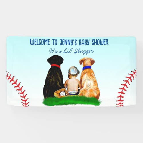 Boys Baseball and Dogs Themed Baby Shower Banner