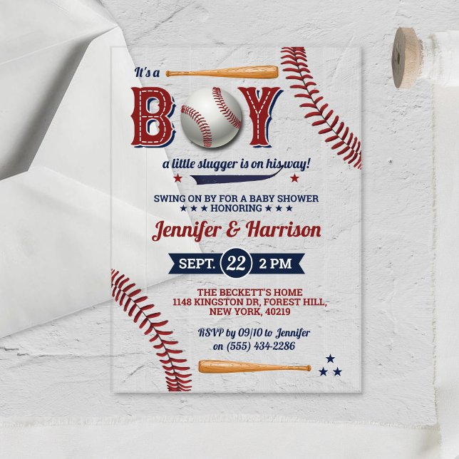 Boys Baseball Baby Shower Acrylic Invitations (Creator Uploaded)