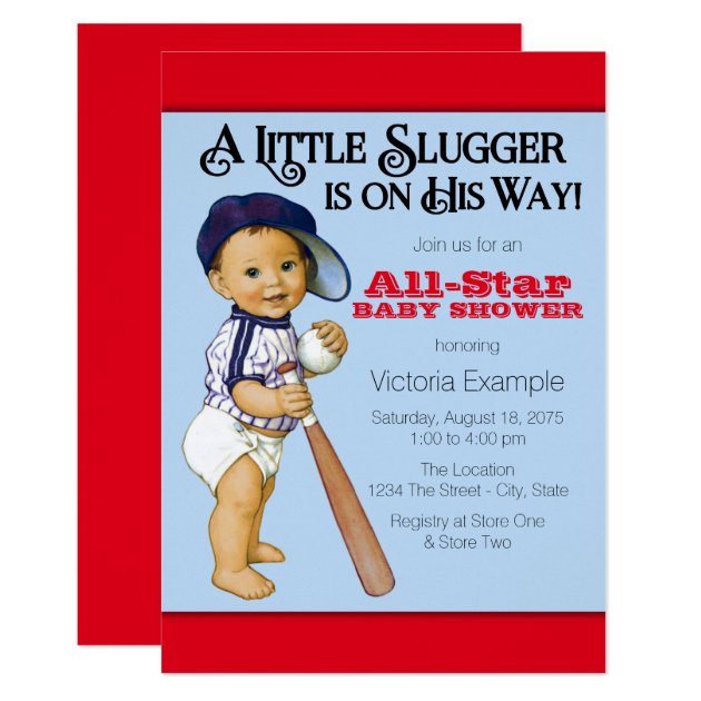 Baseball Chalkboard Boy Baby Shower Invitations